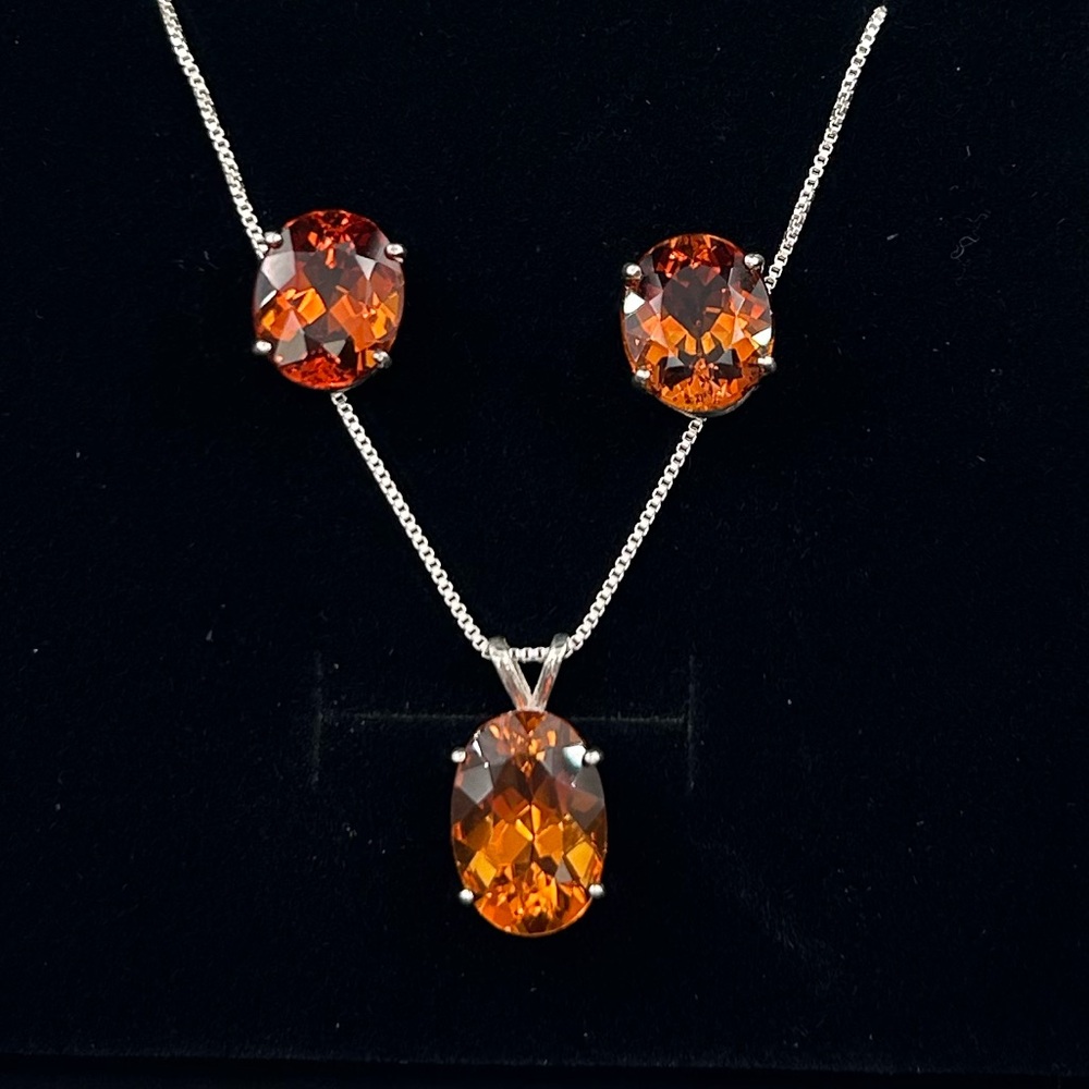 Imperial Citrine Brazil Gemstone Jewelry Set 14.73 TCW